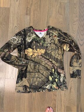 Realtree Kids Long-Sleeve Camo V-Neck Top - Brown/Green